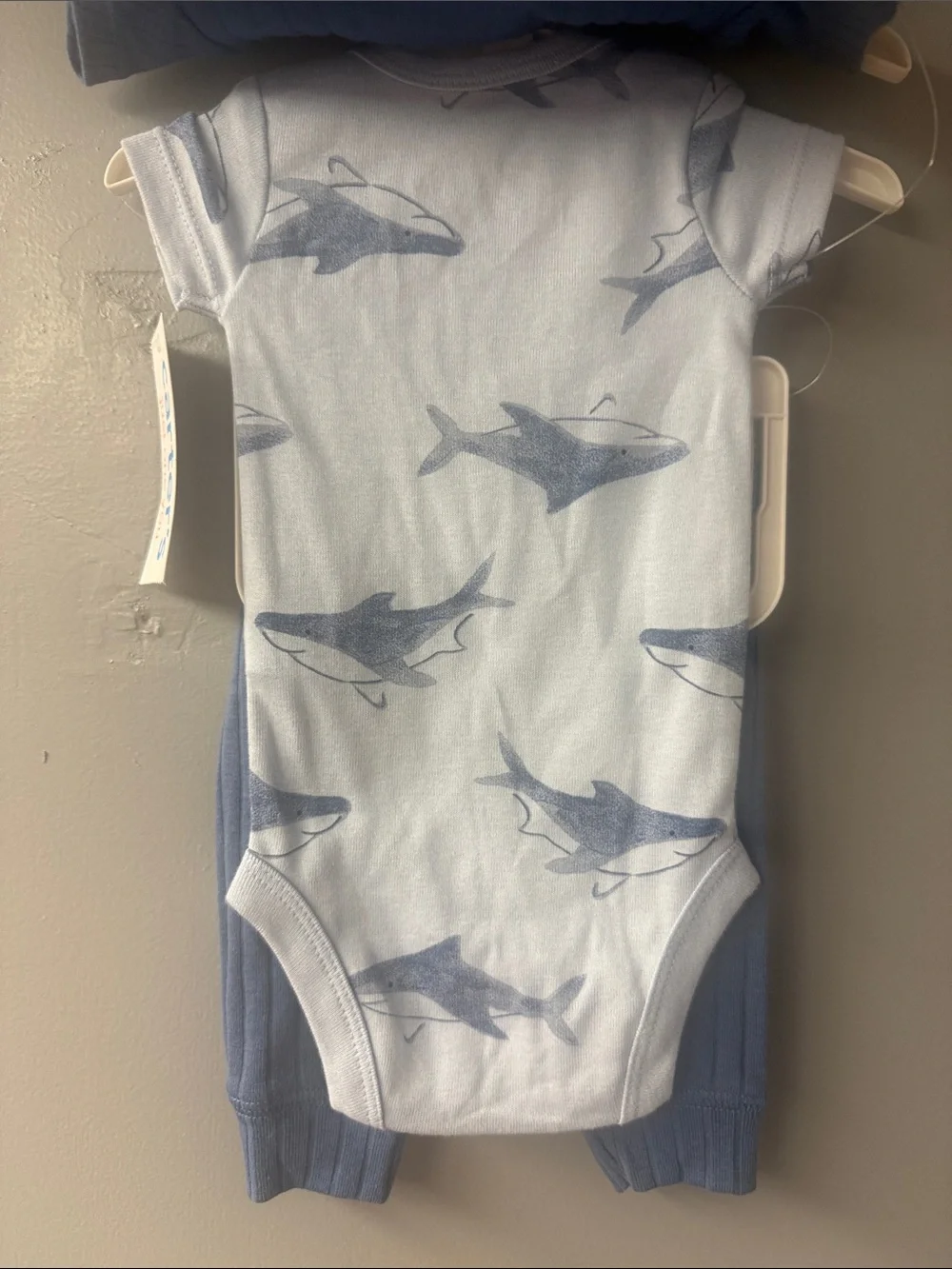 Blue Ribbed Short-Sleeve Baby One-Piece Bodysuit